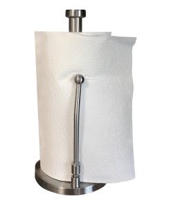 Best Stainless Steel Kitchen Paper Towel Holder Stand - Tension Spring Arm for Easy Roll of 1+ Sheets - Perfect Tear Dispenser Tension Arm, Weighted Anti-slip Base Countertop Model