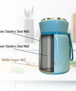 Alternative view of Fijoo 500ml Stainless Steel Double Wall Thermo Food Jar + Folding Spoon (Blue)