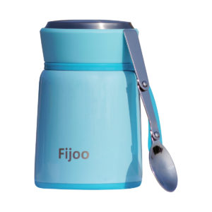 Fijoo 500ml Stainless Steel Double Wall Thermo Food Jar + Folding Spoon (Blue)