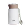 Fijoo 800ml Stainless Steel Double Wall Thermo Food Jar + Folding Spoon (White)